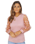 Mesh Round Neck Chiffon Shirt