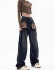 Spring New Niche Design Contrast Color Jeans Women