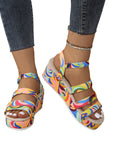 Women's Colorful Peep Toe Buckle Sandals