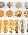 8 Box Mix Glitter Nail Art Powder Flakes Set