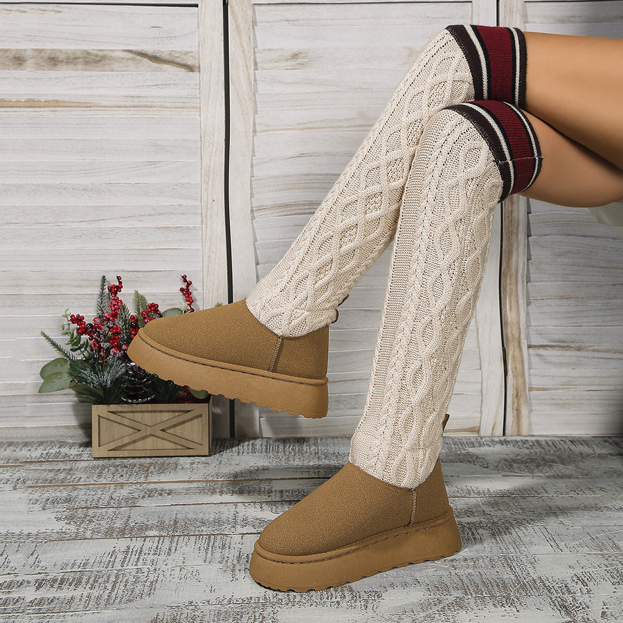 Winter Over-the-knee Boots With Long Knitted Socks