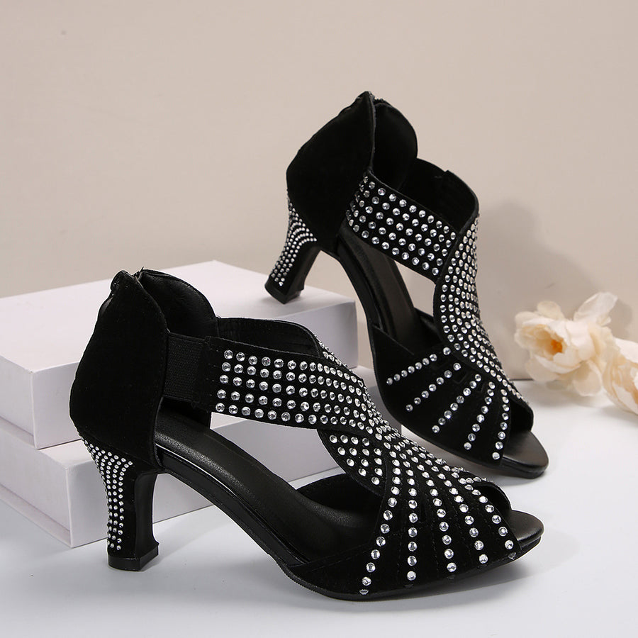 New Rhinestone High-heeled Peep Toe Sandals