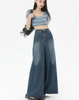 High Waist Slim Straight Pocket Jeans