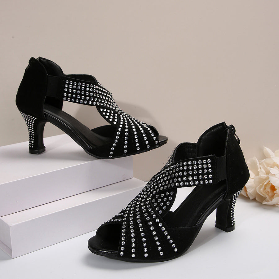 New Rhinestone High-heeled Peep Toe Sandals