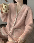 Coral Velvet V-neck Homewear Suit Women