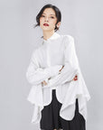 Spring Women's  Design Sense Irregular Loose Long Sleeve Shirts