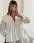 Women's Doll Collar Long-sleeved Casual Shirt