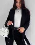 Belt Lapel Long-sleeved Woolen Coat