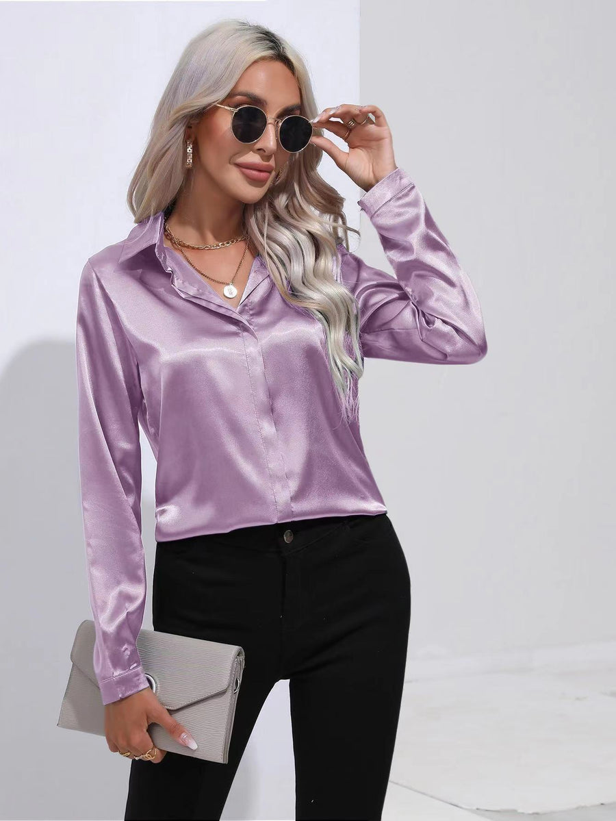 Solid Color Satin Shirt