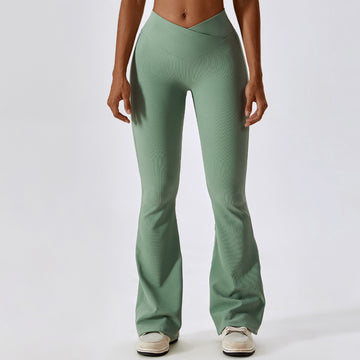 Women's Cross High Waist Yoga Sports Bell-bottom Pants