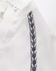 Women's Fashionable White Cotton And Linen Shirt