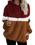 Three-color Stitching Fleece Hooded Sweater