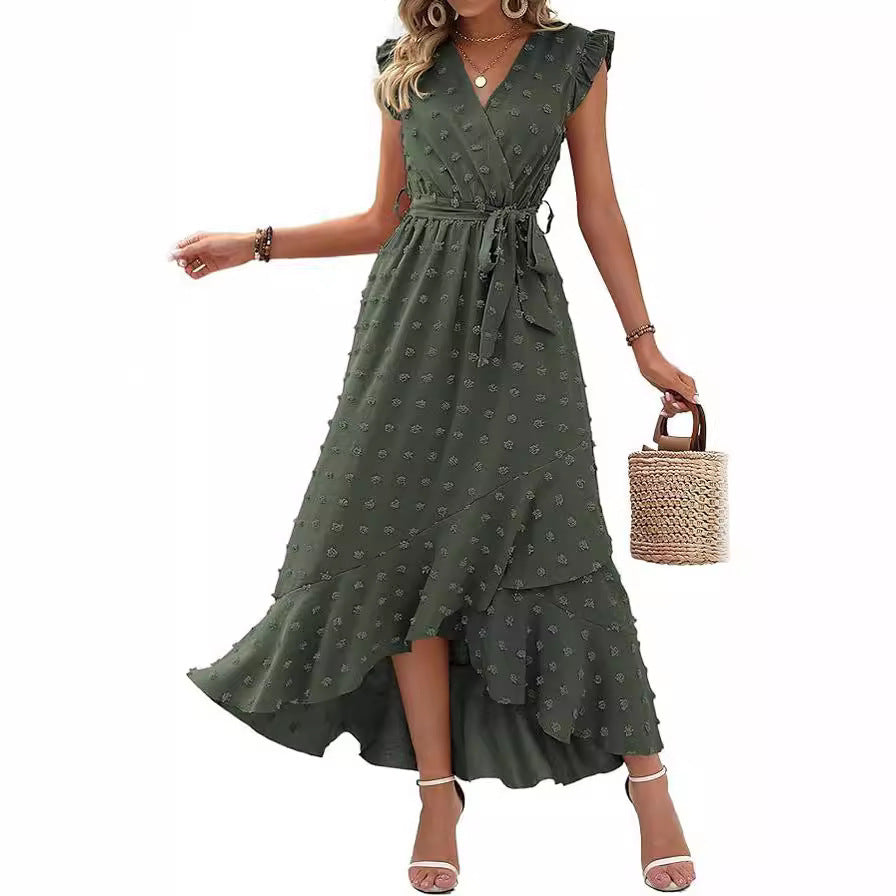 Dress Ruffle Sleeve S Wave Bohemia Elegant Maxi Dress