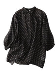 National Style Literary Style Lightweight And Slightly Transparent Polka-dot Loose-fitting Linen Shirt