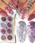 8 Box Mix Glitter Nail Art Powder Flakes Set