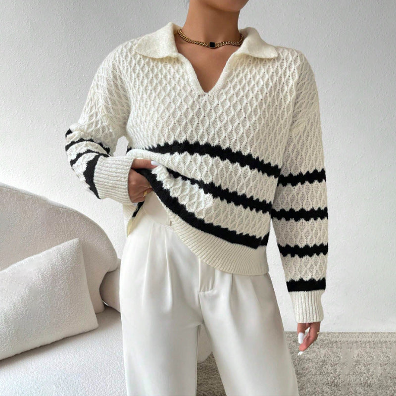 Fashion Polo Collar Pullover Sweater