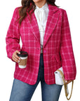 Temperament Commute Plaid Plus Size Coat