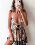 Women's Strappy Low-cut Printed Dress