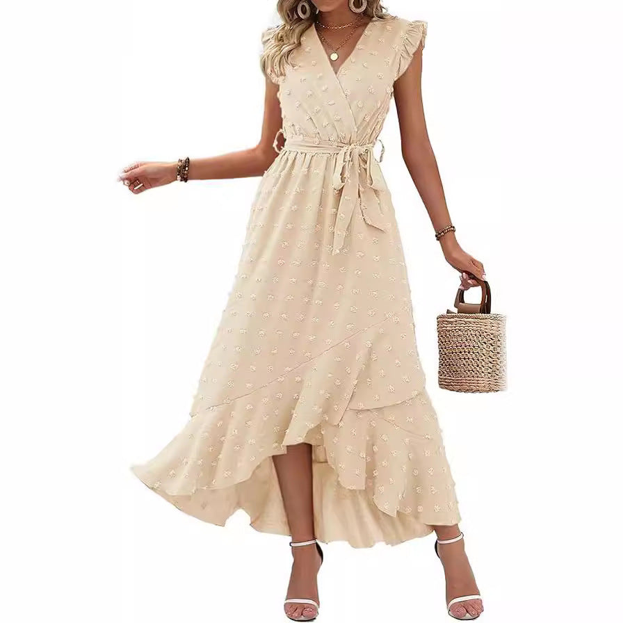 Dress Ruffle Sleeve S Wave Bohemia Elegant Maxi Dress