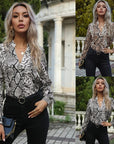 Leopard Print Shirts Long Sleeve Lapel Pattern Shirts Women's