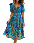 Women's Chiffon Printed Elegant Young V-neck Dress