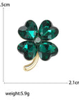 Fashion Simple And Compact Heart Shape Rhinestone Four-leaf Clover Brooch