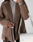 Belt Lapel Long-sleeved Woolen Coat