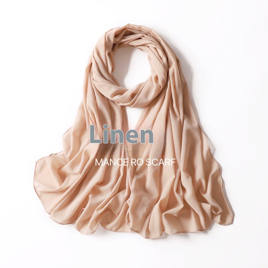 Pure Color Pearl Chiffon Scarf Headcloth Veil Chiffon Scarf