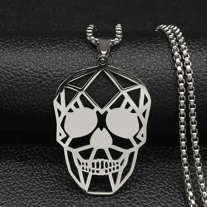 Personality Punk Gothic Hip Hop Hollow Skull Necklace Accessories