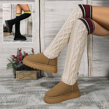 Winter Over-the-knee Boots With Long Knitted Socks