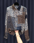 Women's Design Long Sleeve All-match Vintage Leopard Print Shirt