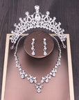 Bridal Rhinestone Crown Necklace Set Wedding Accessories