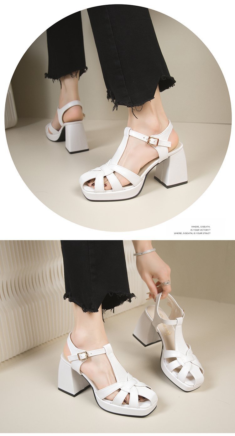 Closed Toe Hollow-out Roman Style High Heels Sandals