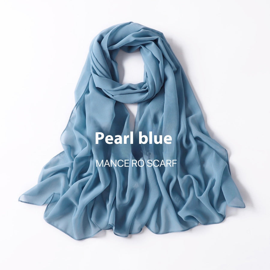 Pure Color Pearl Chiffon Scarf Headcloth Veil Chiffon Scarf