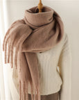 Solid Color Warm Tassel Scarf