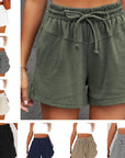 Women's Lace Up Casual Pocket Solid Color Shorts