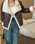 Eco-leather Inner Wool Grain Leather Grass Coat