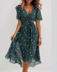 Women's Chiffon Printed Elegant Young V-neck Dress