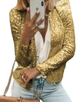 Fashion Colorblock Sequins Short Casual Jacket