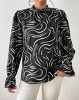 Women's Water Ripple Printed Long-sleeved Top