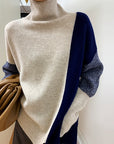 Women's Loose High Neck Contrasting Sweater