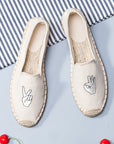 Straw Embroidered Casual Slip-on Slip Flat Women's Canvas Shoes