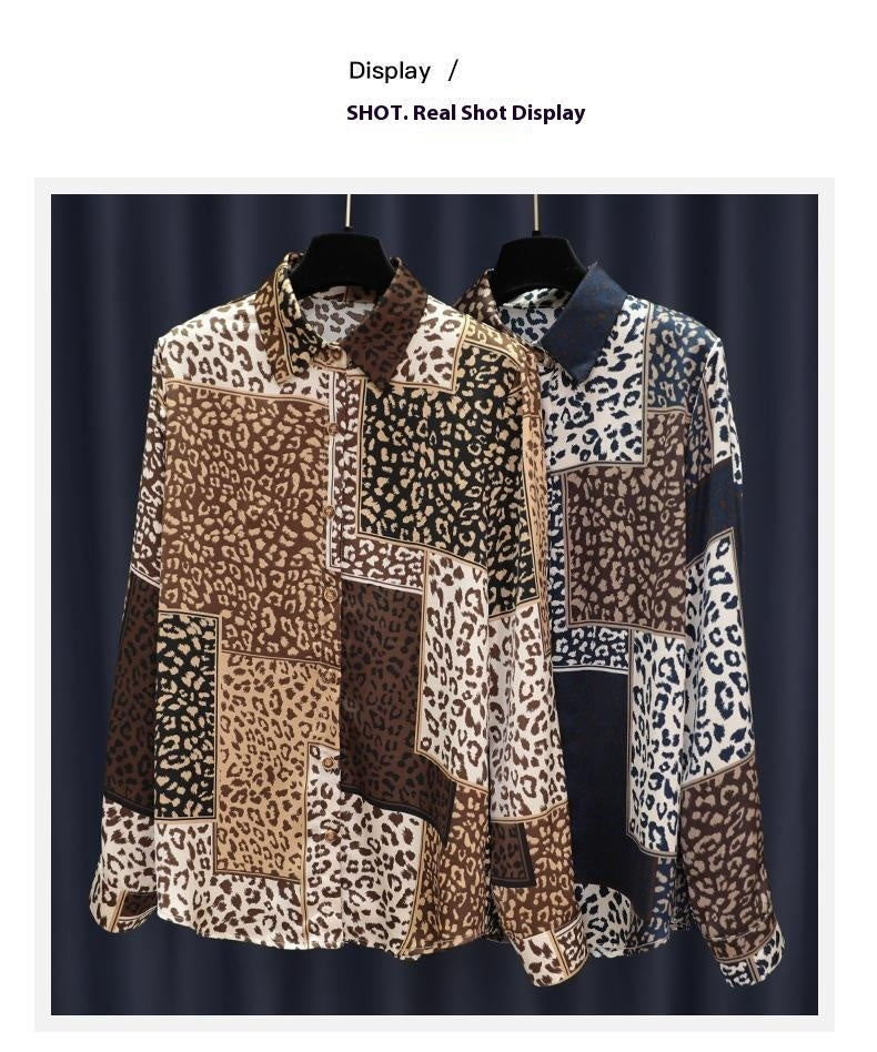 Women's Design Long Sleeve All-match Vintage Leopard Print Shirt