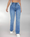 Women's High Waist Straight Slim Fit All-match Stretch Jeans