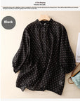 National Style Literary Style Lightweight And Slightly Transparent Polka-dot Loose-fitting Linen Shirt