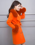 Big Fur Collar Warm Mid-length With Belt Coat