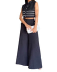 European And American Women's Autumn New Fashion Polo Collar Sleeveless Top Pants Two-piece Suit