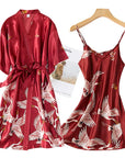 Faux Silk Kimono Robe Gown Sets