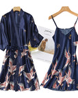 Faux Silk Kimono Robe Gown Sets