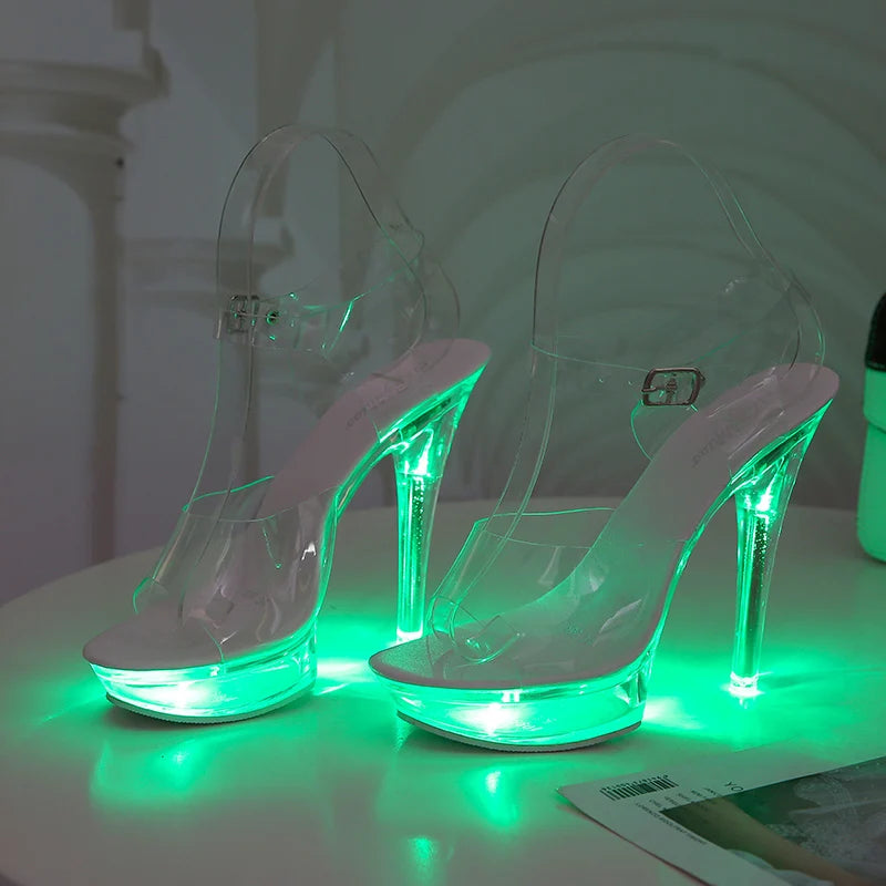 Women Luminous Transparent  Light Up Glowing Sandals